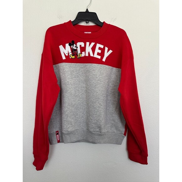 Disneyland London Mickey Mouse Crewneck Sweatshirt Red Gray Girl XL Women's S - Picture 1 of 8